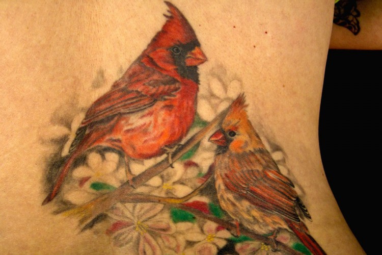 Cardinal Birds Couple Tattoo Idea