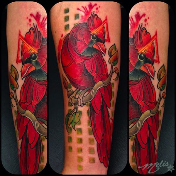 Cardinal Tattoo Design by Melissa Fusco