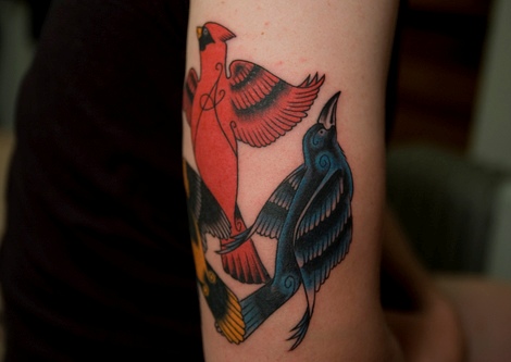 Cardinal Tattoo On Right Bicep