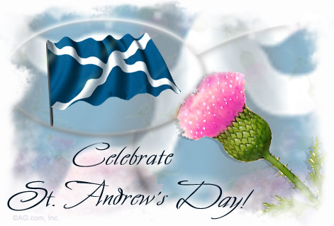 Celebrate St. Andrew's Day Flower And Scottish Flag Picture