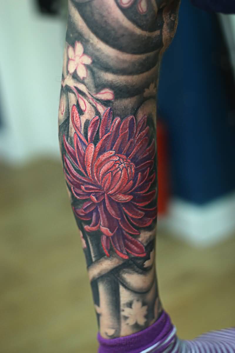 Chrysanthemum Flower Tattoo Idea