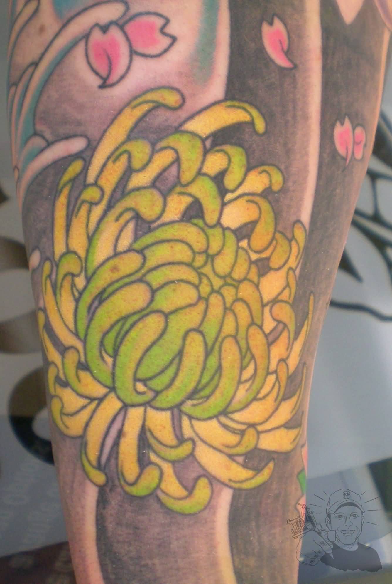 Chrysanthemum Tattoo On Full Sleeve
