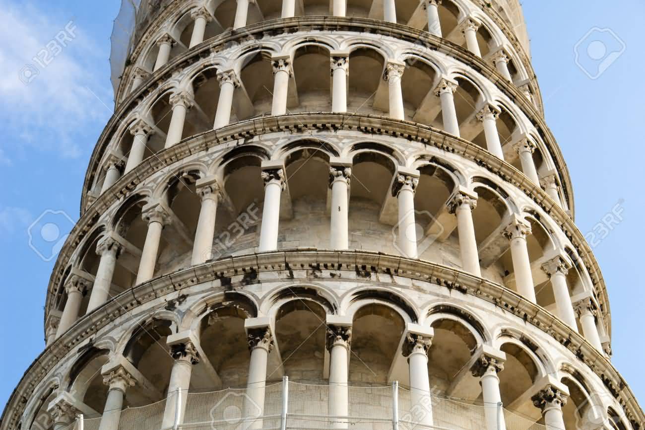 Closeup Of The Leaning Tower Of Pisa, Italy