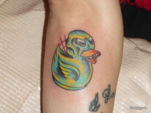 Color Rubber Duck Tattoo On Arm