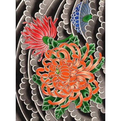 Colored Chrysanthemum Tattoos Design