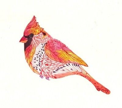 Colorful Cardinal Tattoo Design