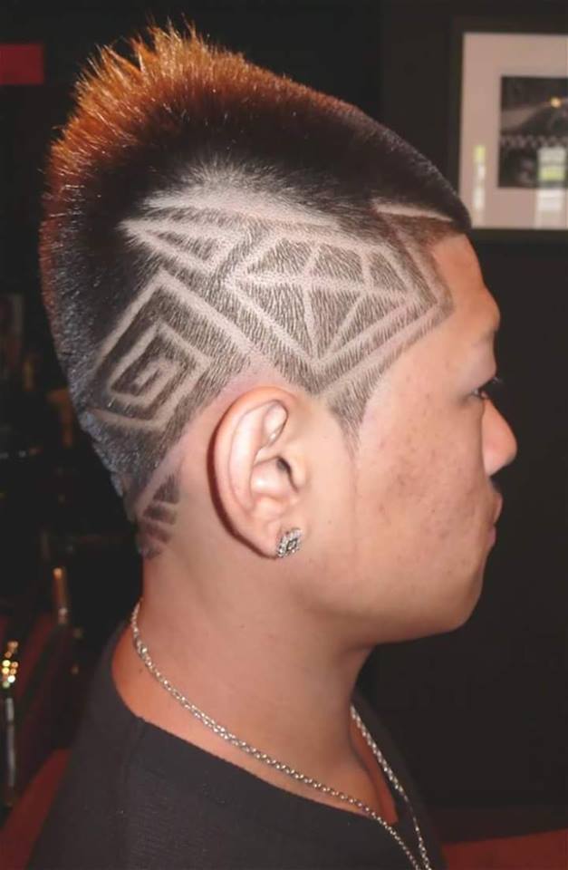 Diamond Hairstyle Tattoo On Side Head