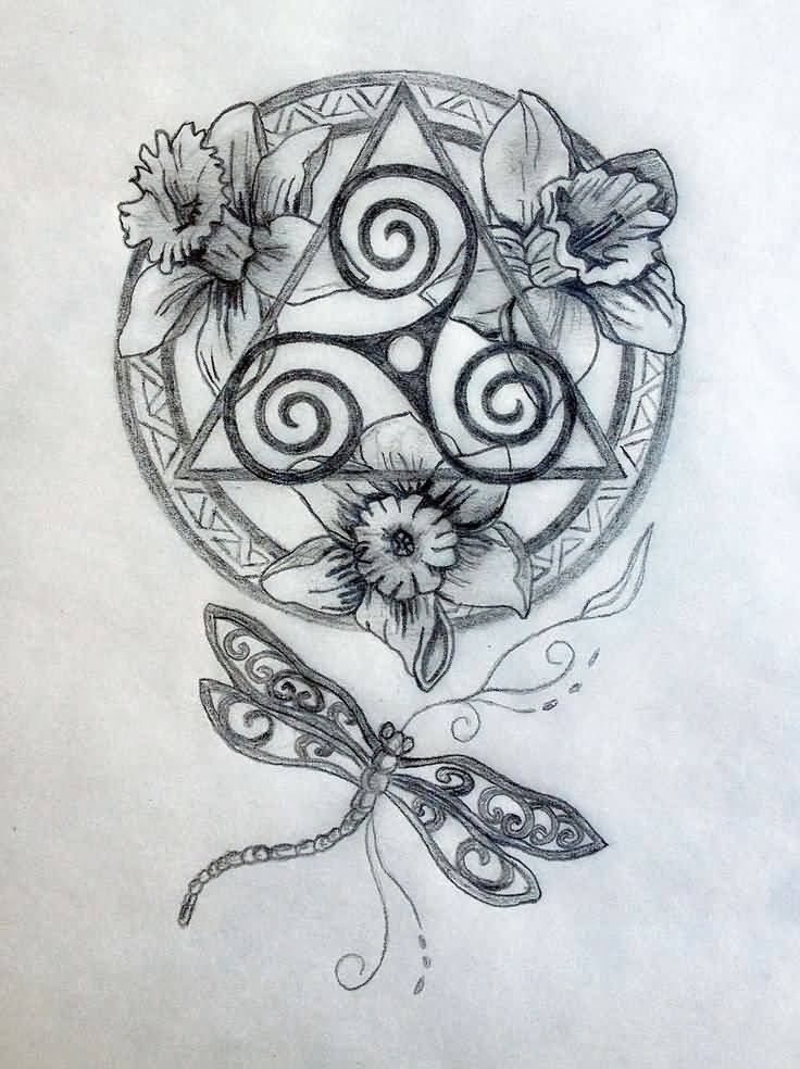 Dragonfly And Celtic Tattoo Design Idea