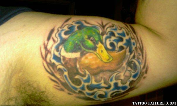 Duck Head Tattoo On Inner Bicep