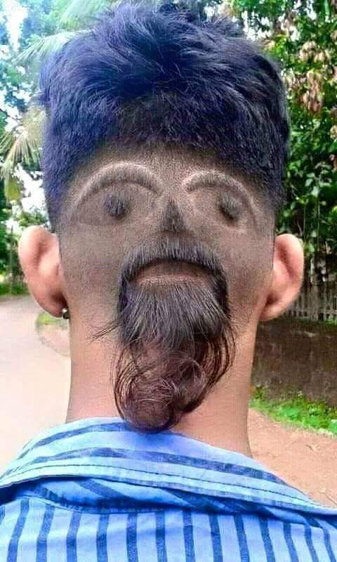 Face Hairstyle Tattoo On Back Head