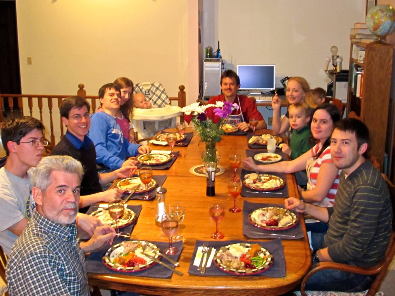 Family Celebrating Thanksgiving Day