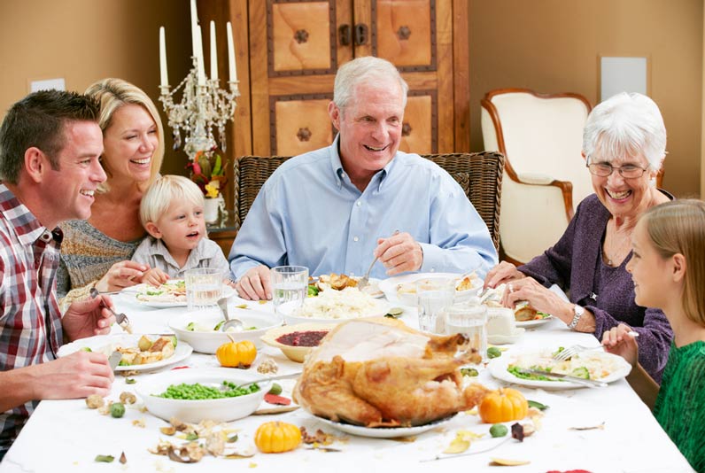 Family Enjoying Meal During Thanksgiving Celebration