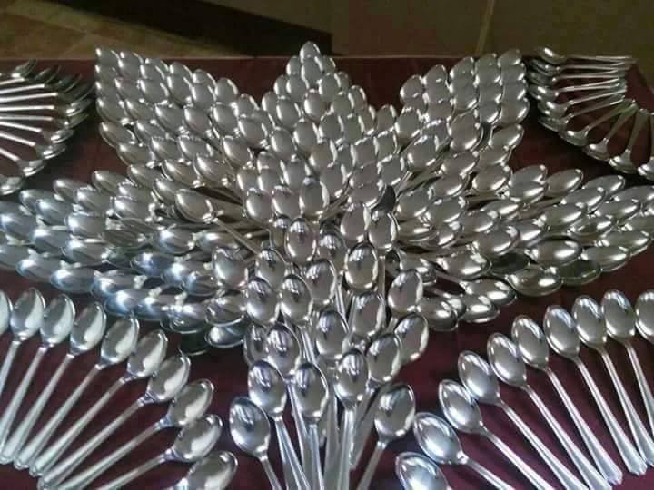 Flower created with spoons
