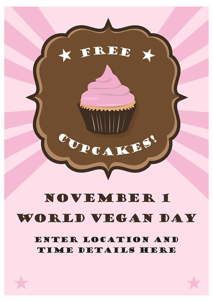 Free Cupcakes November 1 World Vegan Day Card