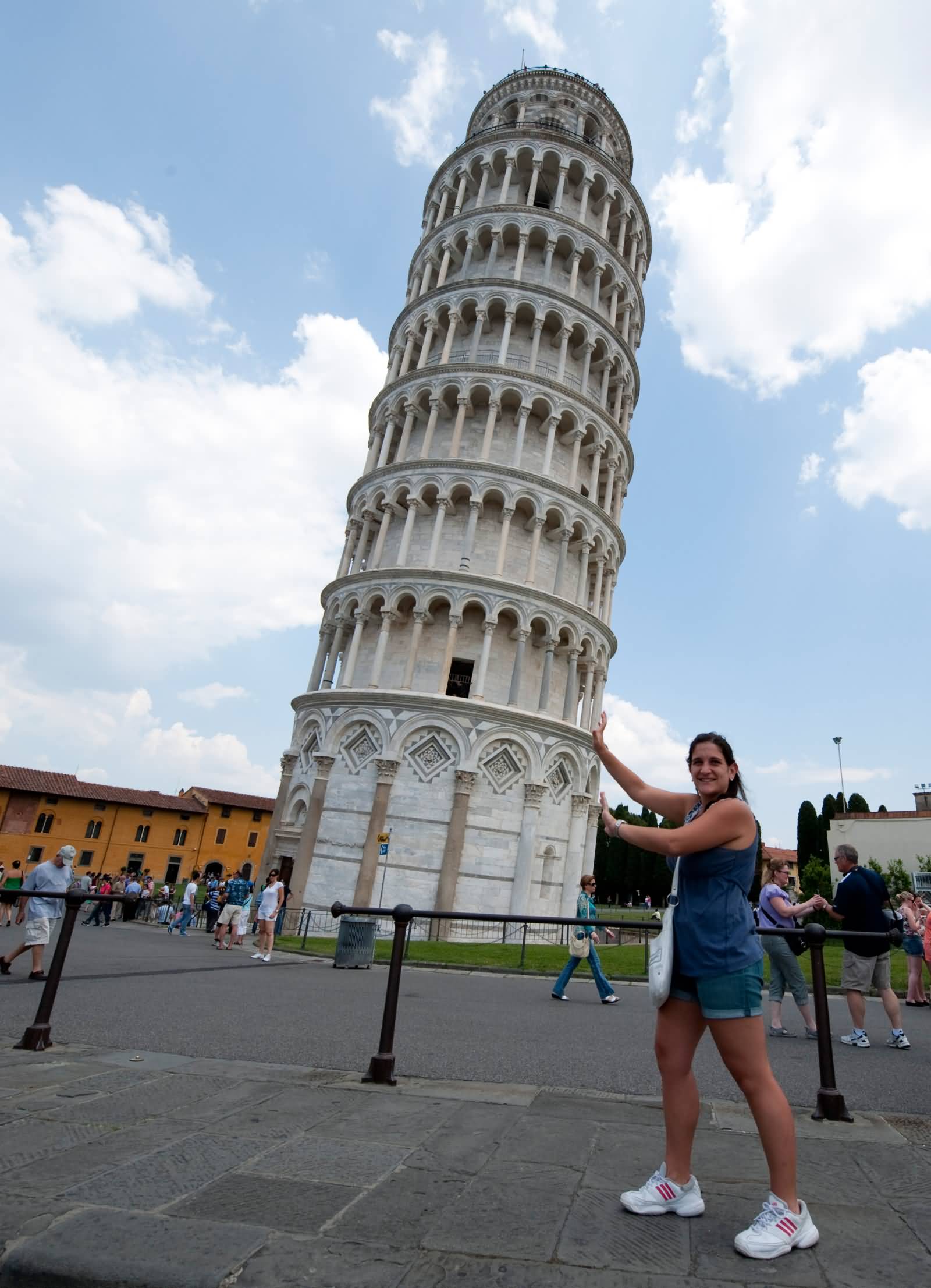 Girl Holding The Leaning Tower Of Pisa Optical Illusion