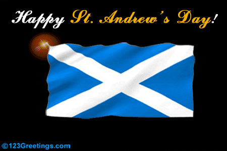 Happy Saint Andrew’s Day Fireworks In Background Animated Picture