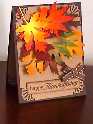 Happy Thanksgiving Beautiful Autumn Leaves On Greeting Card