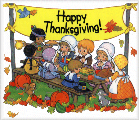 Happy Thanksgiving Day Kids Enjoying Food Illustration