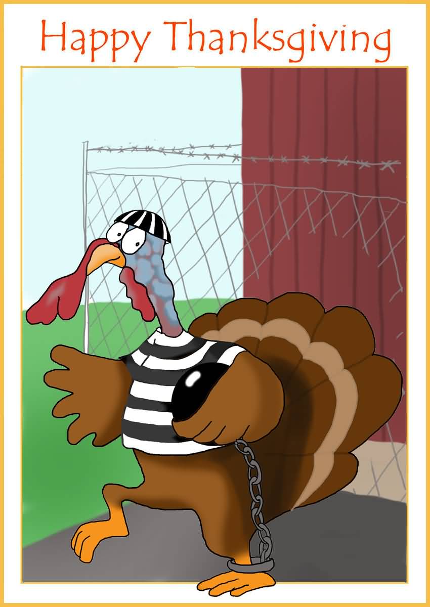 Happy Thanksgiving Turkey Escaping Greeting Ecard