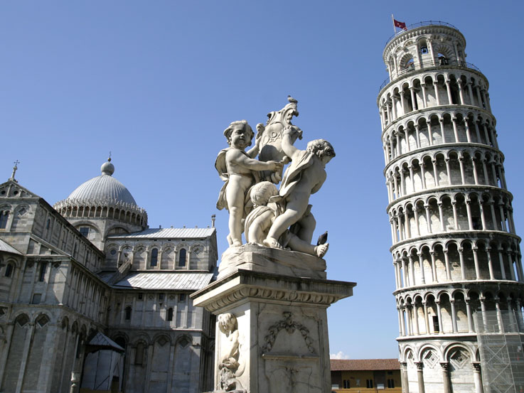 Incredible Angel Statues Near The Leaning Tower Of Pisa, Italy