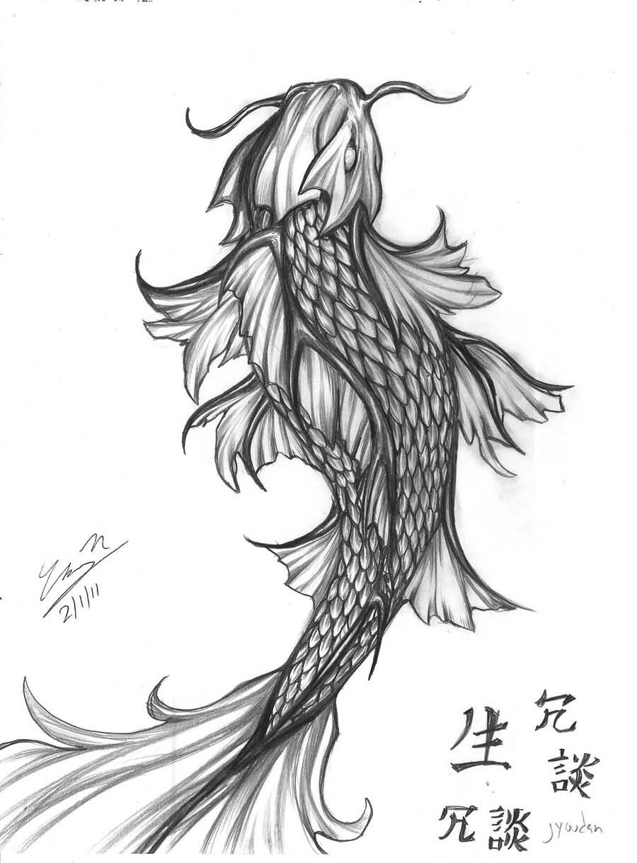Japanese Koi Dragon Fish Tattoo Design