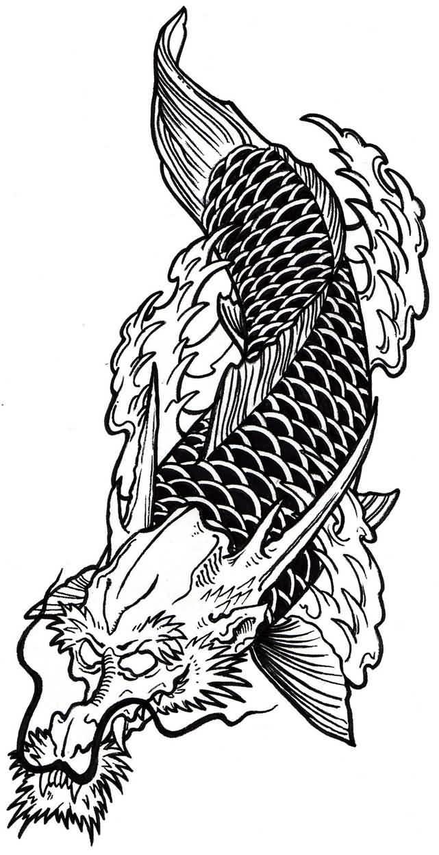 Koi Dragon Fish Tattoo Design Idea