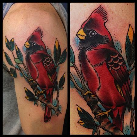 Left Half Sleeve Cardinal Tattoo