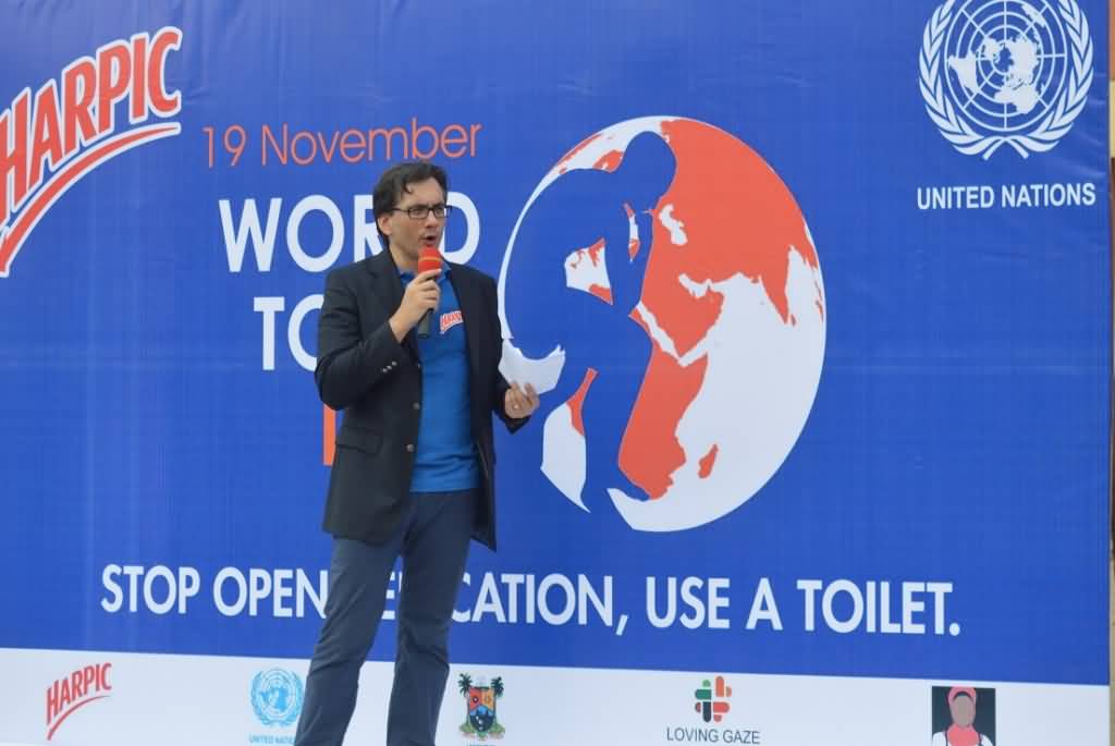 Marketing Director Rackitt Benckiser Addresses The Audience During World Toilet Day Celebration