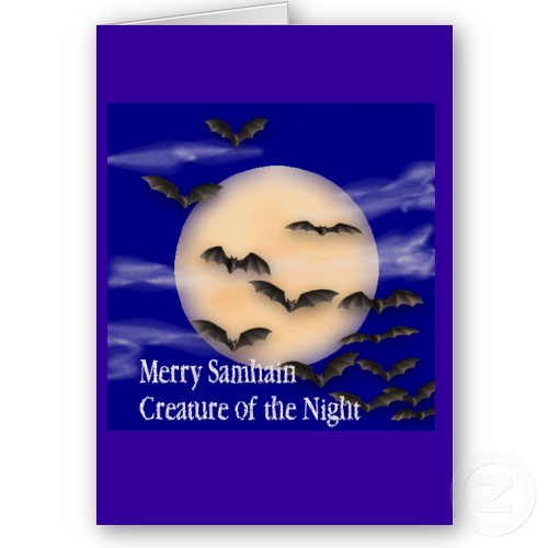 Merry Samhain Creature Of The Night Bats Flying Before Full Moon Picture