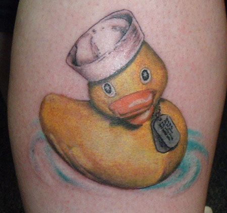 Nurse Duck With Tag Chain Tattoo