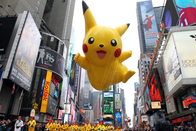 Pikachu Balloon Float During Thanksgiving Parade