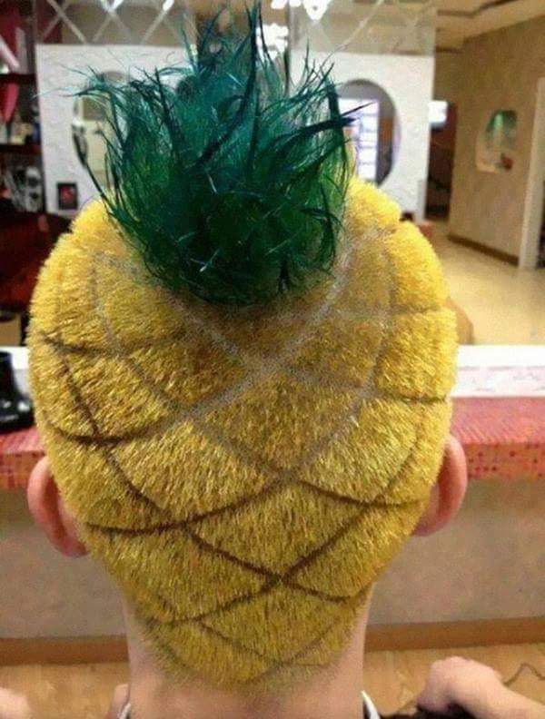 Pineapple Hairstyle Tattoo On Head