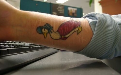 Right Forearm Color Duck Tattoo