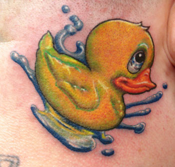 Rubber Duck Tattoo Behind The Ear