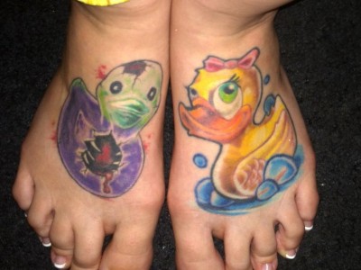 Rubber Duck Tattoos On Feet