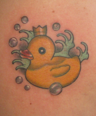 Rubber Duck With Crown Tattoo
