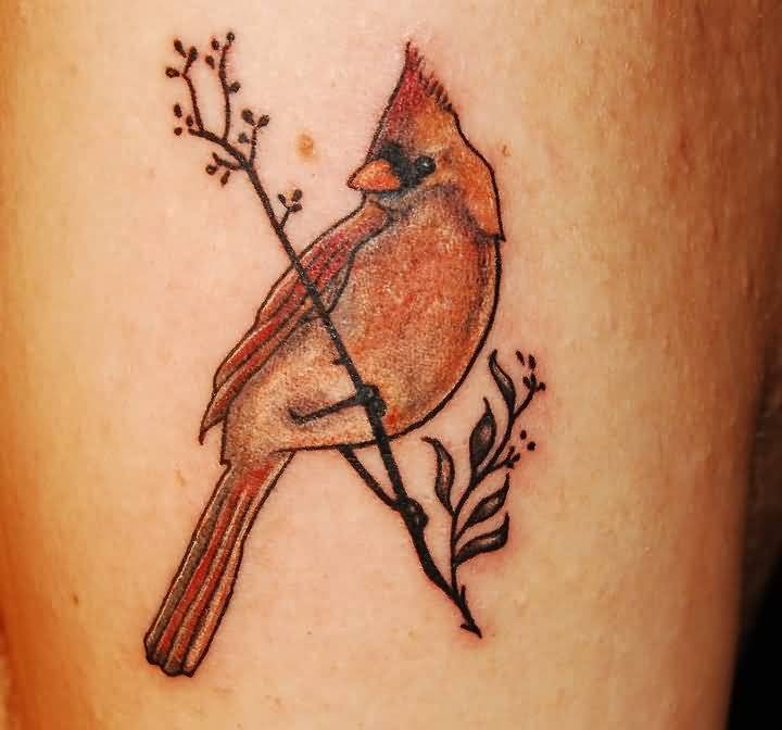 Simple Cardinal Bird Tattoo