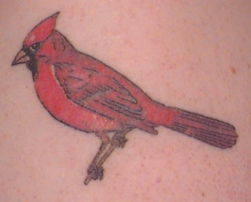 Small Red Cardinal Bird Tattoo