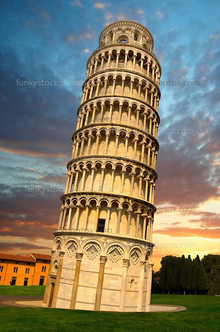 The Leaning Tower Of Pisa In Italy During Sunset
