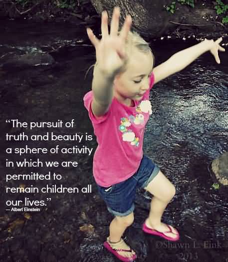 The pursuit of truth and beauty is a sphere of activity in which we are permitted to remain children all our lives- Albert Einstein