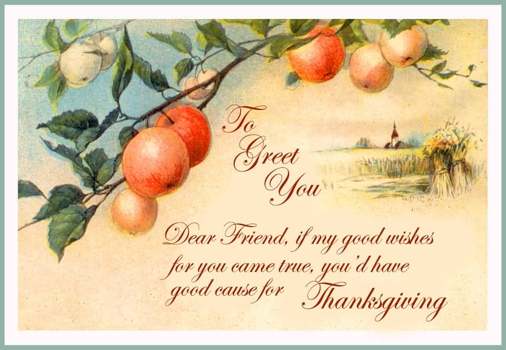 To Greet You Dear Friend If My Good Wishes For You Came True, You'd Have Good Cause For Thanksgiving