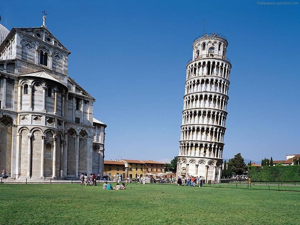 View of Leaning Tower of Pisa From Garden