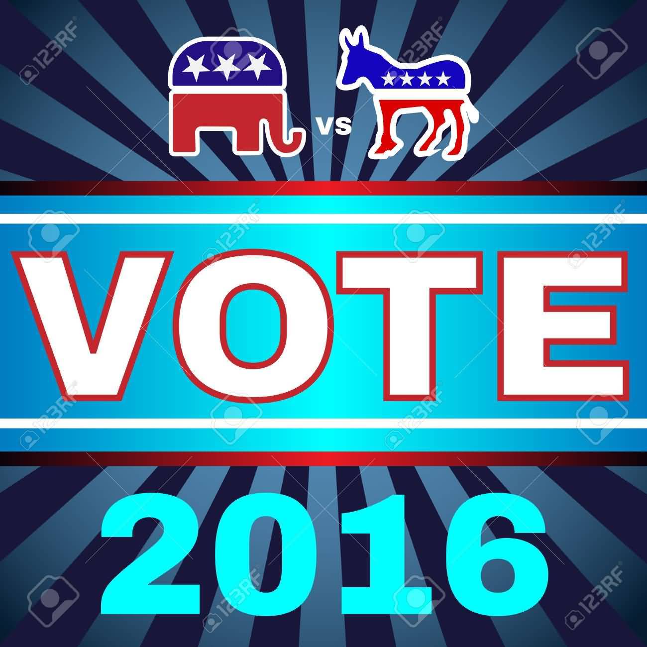 Vote On Election Day United States Elephant Vs Donkey