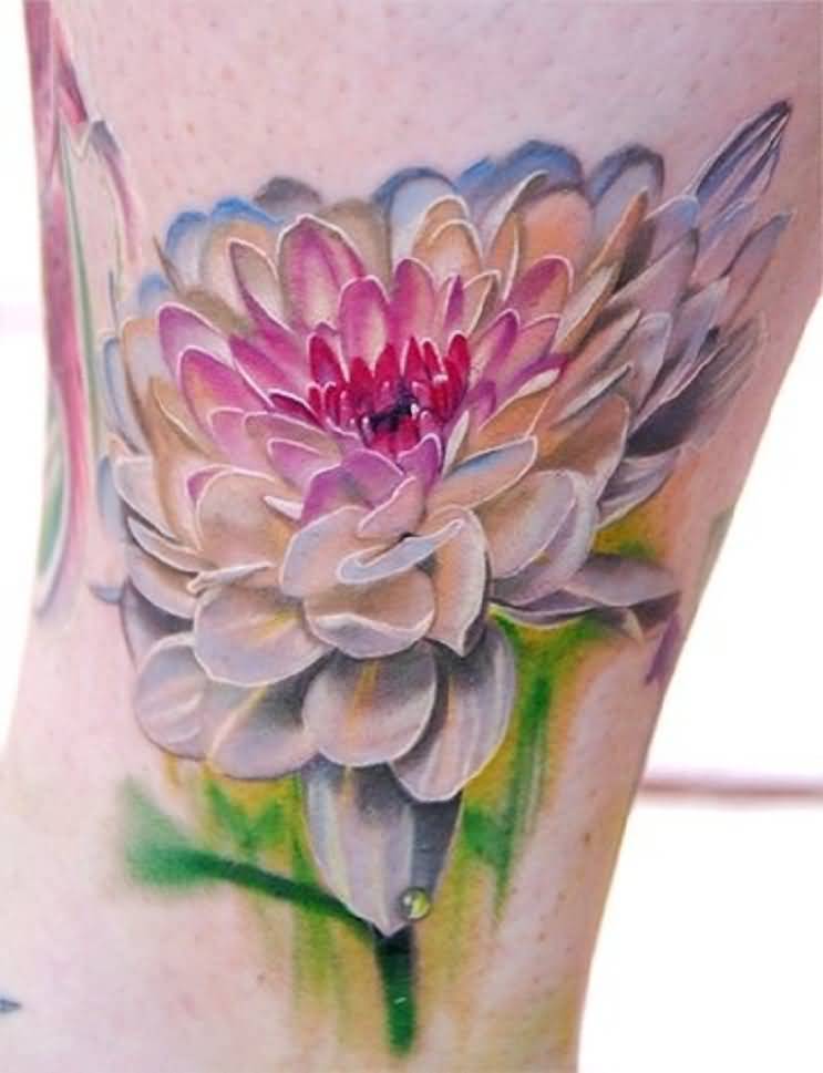 White Ink Chrysanthemum Tattoo On Sleeve