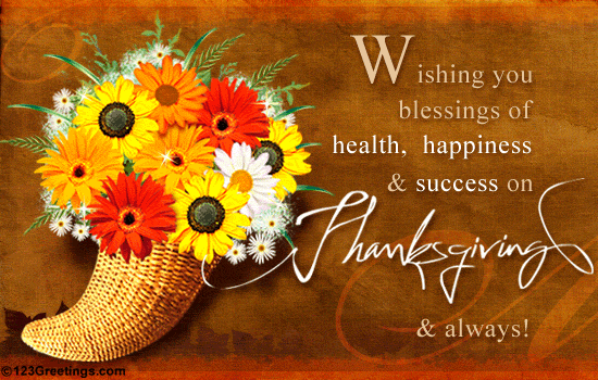 Wishing You Blessings Of Health, Happiness & Success On Thanksgiving & Always Happy Thanksgiving Day Greeting Card