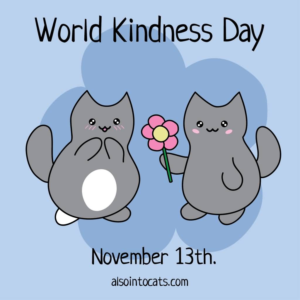 World Kindness Day November 13th Kitties With Flower Clipart