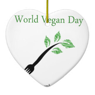 World Vegan Day Hanging Heart Greeting Card