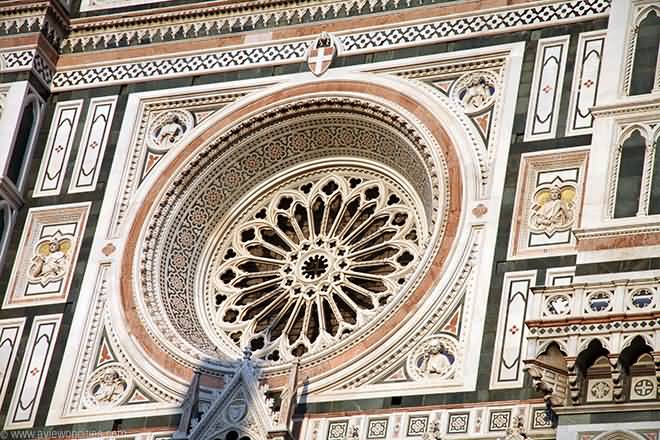Adorable Rose Window Of The Florence Cathedral Exterior View