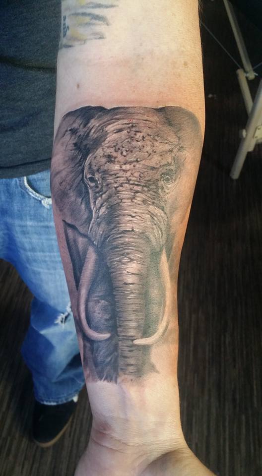 Amazing Elephant Tattoo On Left Forearm by Daniel James Walker