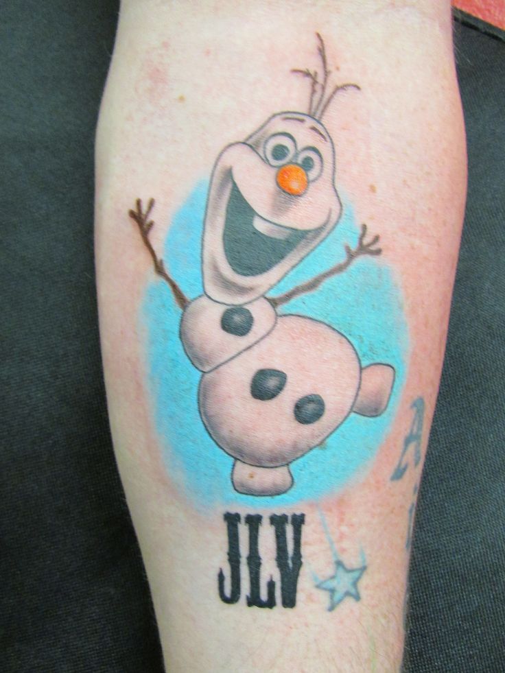 Amazing Olaf Snowman Tattoo On Leg